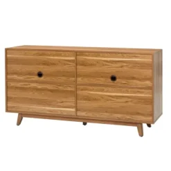Cabinets & Sideboards-Kirkland's Home Cane Wood Storage Media Cabinet Tan