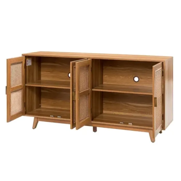 Cabinets & Sideboards-Kirkland's Home Cane Wood Storage Media Cabinet Tan