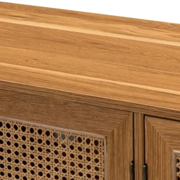 Cabinets & Sideboards-Kirkland's Home Cane Wood Storage Media Cabinet Tan
