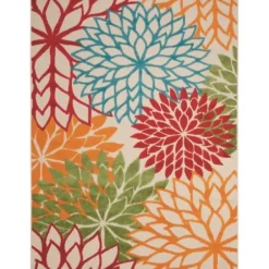 Outdoor Rugs-Kirkland's Home Caramel Botanical Indoor/Outdoor Area Rug, 7X9 Ivory/Red