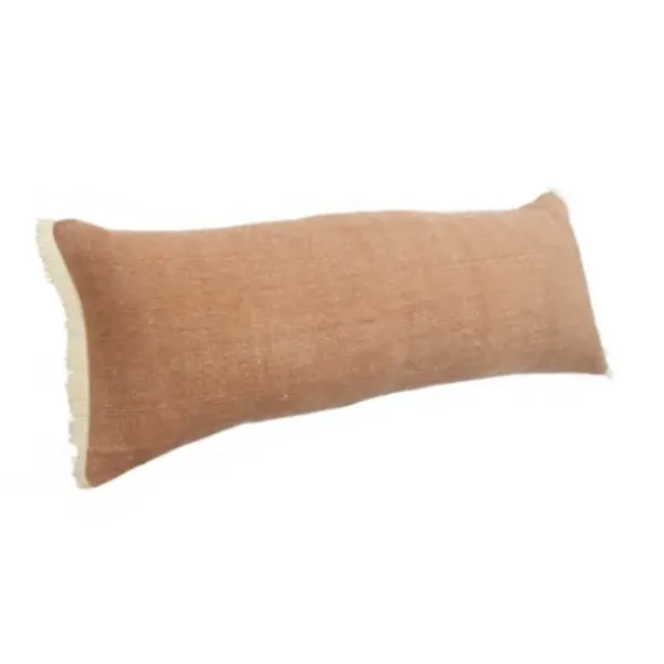 Pillows-Kirkland's Home Caramel Coated Lumbar Accent Pillow With Fringe Brown
