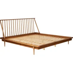 Beds & Headboards-Kirkland's Home Caramel Mid-Century Modern Platform King Bed Frame Brown