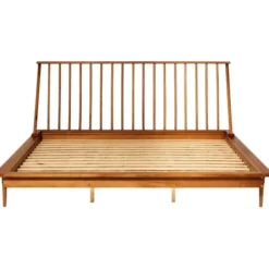 Beds & Headboards-Kirkland's Home Caramel Mid-Century Modern Platform King Bed Frame Brown