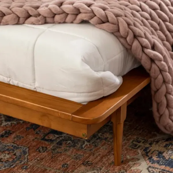 Beds & Headboards-Kirkland's Home Caramel Mid-Century Modern Platform King Bed Frame Brown