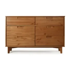 Dressers & Chests-Kirkland's Home Caramel Mid-Century Modern 6-Drawer Dresser Brown