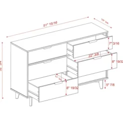 Dressers & Chests-Kirkland's Home Caramel Mid-Century Modern 6-Drawer Dresser Brown