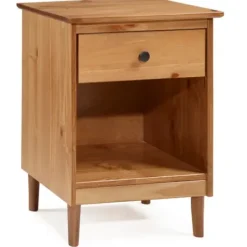 Nightstands-Kirkland's Home Caramel One-Drawer Wood Nightstand Brown