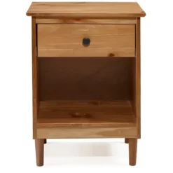 Nightstands-Kirkland's Home Caramel One-Drawer Wood Nightstand Brown