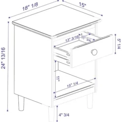 Nightstands-Kirkland's Home Caramel One-Drawer Wood Nightstand Brown