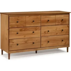 Dressers & Chests-Kirkland's Home Caramel Solid Wood 6-Drawer Dresser Brown
