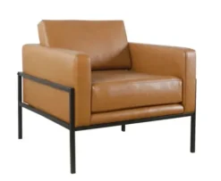 Accent Chairs-Kirkland's Home Carmel Vegan Leather Club Accent Chair Brown