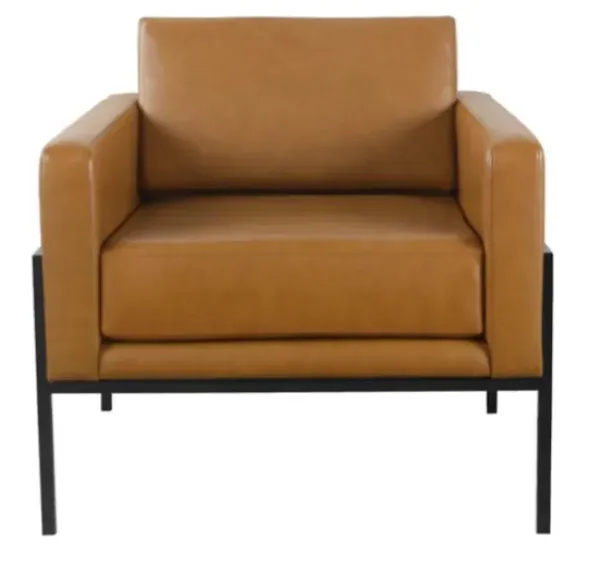 Accent Chairs-Kirkland's Home Carmel Vegan Leather Club Accent Chair Brown