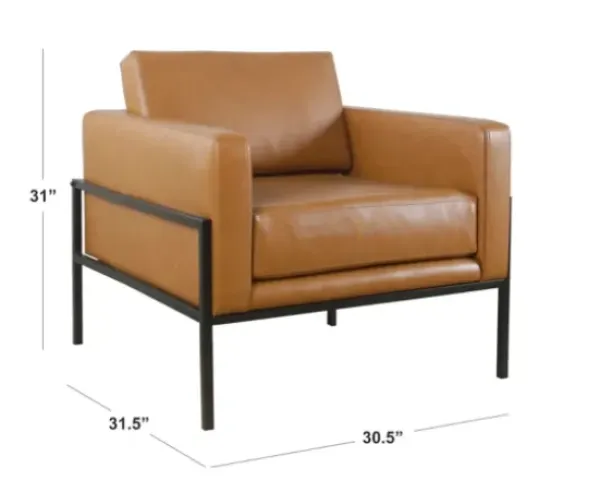 Accent Chairs-Kirkland's Home Carmel Vegan Leather Club Accent Chair Brown