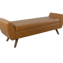 Benches & Ottomans-Kirkland's Home Carmel Vegan Leather Storage Bench Brown