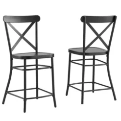 Bar Stools & Counter Height Stools-Kirkland's Home Caroline X-Back Counter Stools, Set Of 2 Black