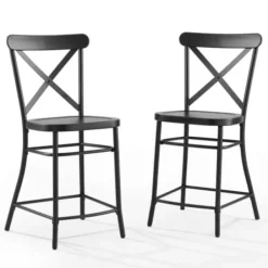Bar Stools & Counter Height Stools-Kirkland's Home Caroline X-Back Counter Stools, Set Of 2 Black