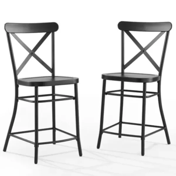 Bar Stools & Counter Height Stools-Kirkland's Home Caroline X-Back Counter Stools, Set Of 2 Black