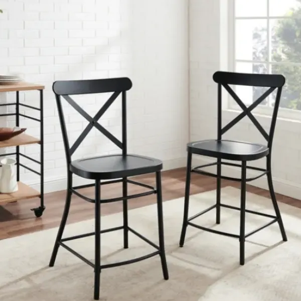 Bar Stools & Counter Height Stools-Kirkland's Home Caroline X-Back Counter Stools, Set Of 2 Black