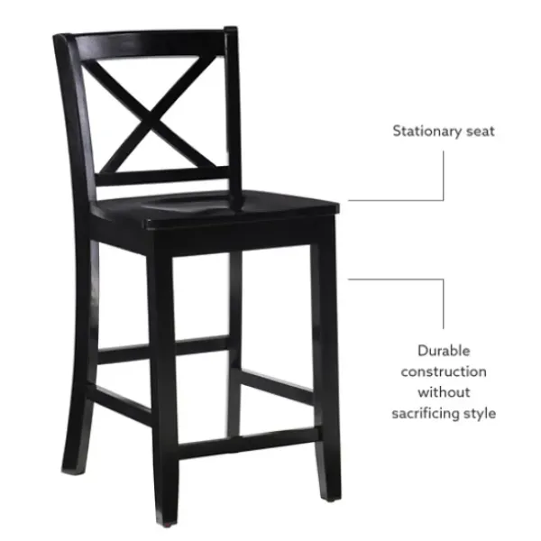 Bar Stools & Counter Height Stools-Kirkland's Home Carter X-Back Counter Stool Black