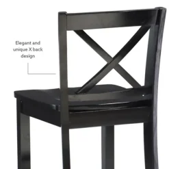 Bar Stools & Counter Height Stools-Kirkland's Home Carter X-Back Counter Stool Black
