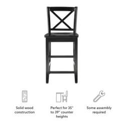 Bar Stools & Counter Height Stools-Kirkland's Home Carter X-Back Counter Stool Black