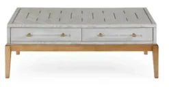 Coffee Tables-Kirkland's Home Carved Graphite And Gold 2-Drawer Coffee Table Gray