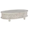 Coffee Tables-Kirkland's Home Carved Lattice Wood Oval Coffee Table White