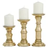 Candle Holders-Kirkland's Home Carved Mango Wood Candle Holders, Set Of 3 Gold