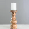 Candle Holders-Kirkland's Home Carved Natural Mango Wood Candle Holder, 10 In. Brown