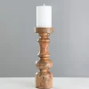 Candle Holders-Kirkland's Home Carved Natural Mango Wood Candle Holder, 12 In. Brown
