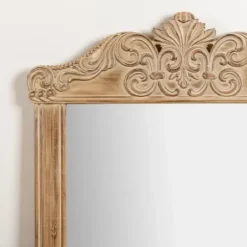 Full Length & Floor Mirrors-Kirkland's Home Carved Scroll Pine Wood Leaner Mirror