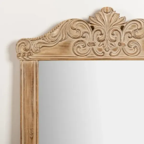 Full Length & Floor Mirrors-Kirkland's Home Carved Scroll Pine Wood Leaner Mirror