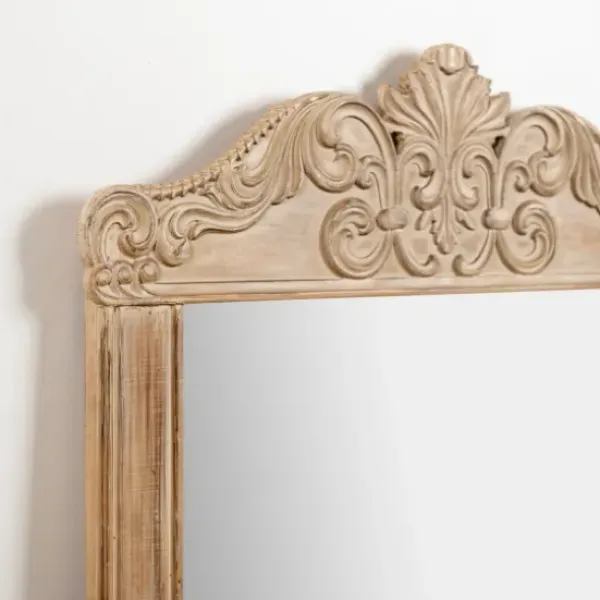 Full Length & Floor Mirrors-Kirkland's Home Carved Scroll Pine Wood Leaner Mirror