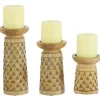 Candle Holders-Kirkland's Home Carved Triangles Wood Candle Holders, Set Of 3 Brown