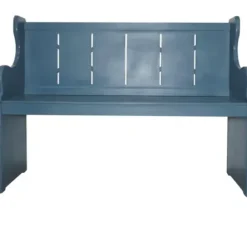 Entryway Furniture-Kirkland's Home Carved Wood Pew Bench Blue