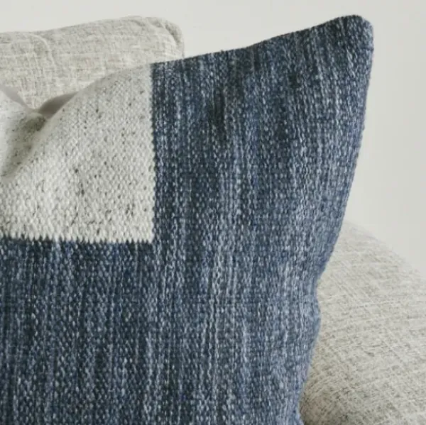 Pillows-Kirkland's Home Casey Navy Color Block Throw Pillow Blue/Ivory/Gray