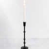 Candle Holders-Kirkland's Home Cast Iron Notched Taper Candlestick, 13 In. Black