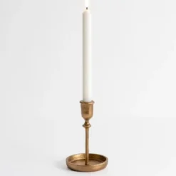Candle Holders-Kirkland's Home Cast Iron Taper Candle Holder, 6 In. Gold