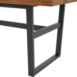 Dining Tables-Kirkland's Home Cedar Wood And Black Metal Dining Table Brown