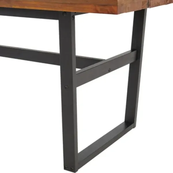 Dining Tables-Kirkland's Home Cedar Wood And Black Metal Dining Table Brown