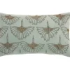 Pillows-Kirkland's Home Celadon Beaded Floral Motif Lumbar Pillow Blue