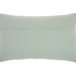Pillows-Kirkland's Home Celadon Beaded Floral Motif Lumbar Pillow Blue