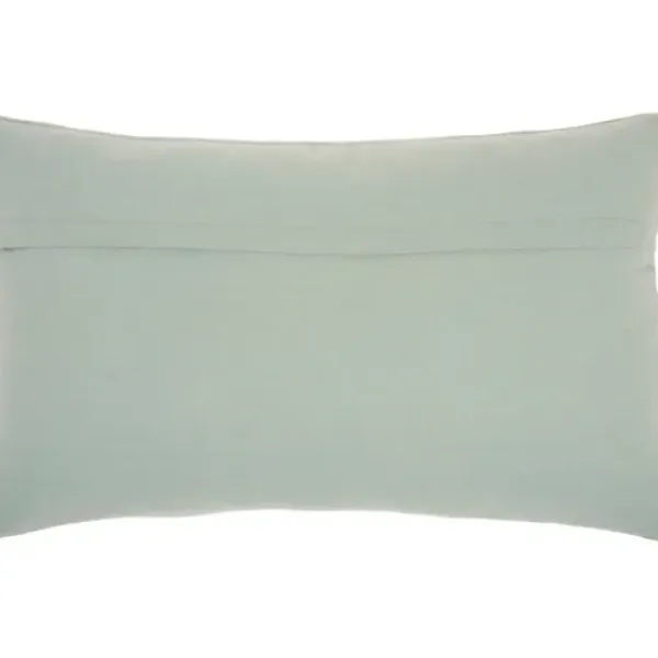 Pillows-Kirkland's Home Celadon Beaded Floral Motif Lumbar Pillow Blue