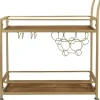 Kitchen Islands & Bar Carts-Kirkland's Home Celeste Gold Metal And Wood Bar Cart