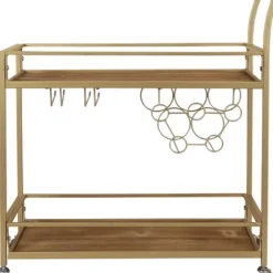 Kitchen Islands & Bar Carts-Kirkland's Home Celeste Gold Metal And Wood Bar Cart