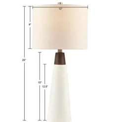 Table Lamps-Kirkland's Home Ceramic And Wood Cone Table Lamp White