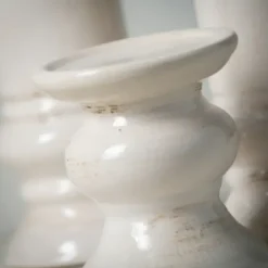 Candle Holders-Kirkland's Home Ceramic Column Pillar Holders, Set Of 3 Ivory