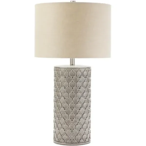 Table Lamps-Kirkland's Home Ceramic Embossed Geometric Table Lamp Gray