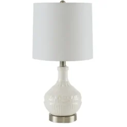Table Lamps-Kirkland's Home Ceramic Embossed Table Lamp White