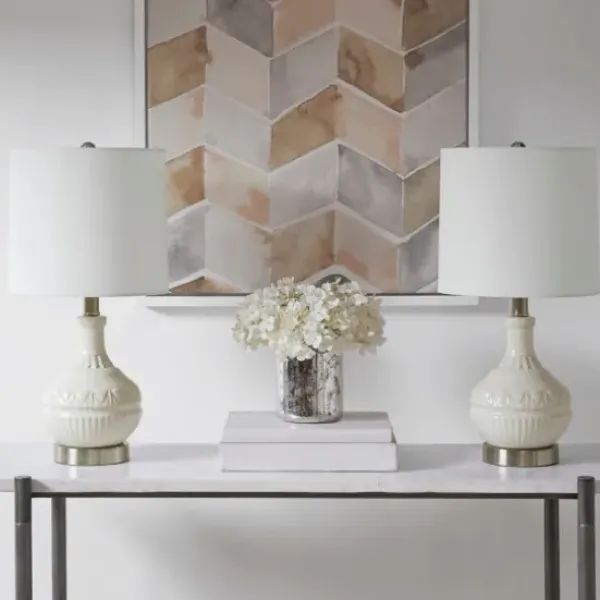 Table Lamps-Kirkland's Home Ceramic Embossed Table Lamp White